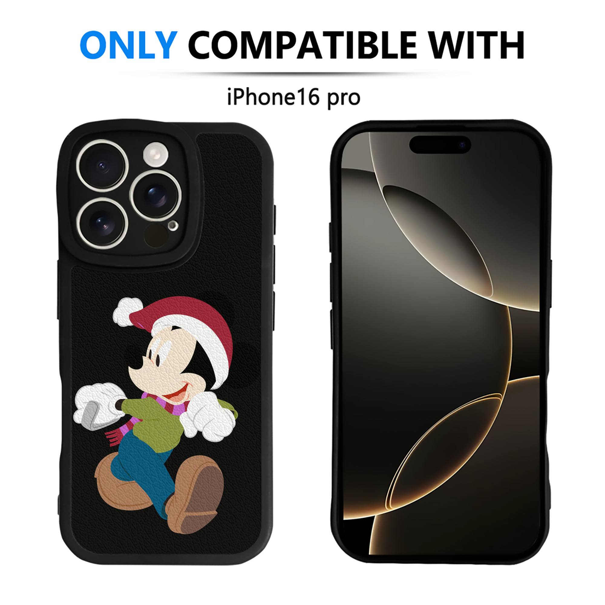 （画像用） ミッキーマウス Mickey Mouse 【iPhone 16シリーズ対応】シリコンスマホケース（レザー調） 材質：シリコン